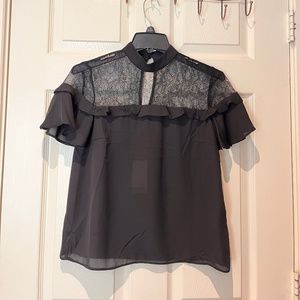 ASOS Lipsy London Black Blouse Top (size 4) Flutter Sleeves